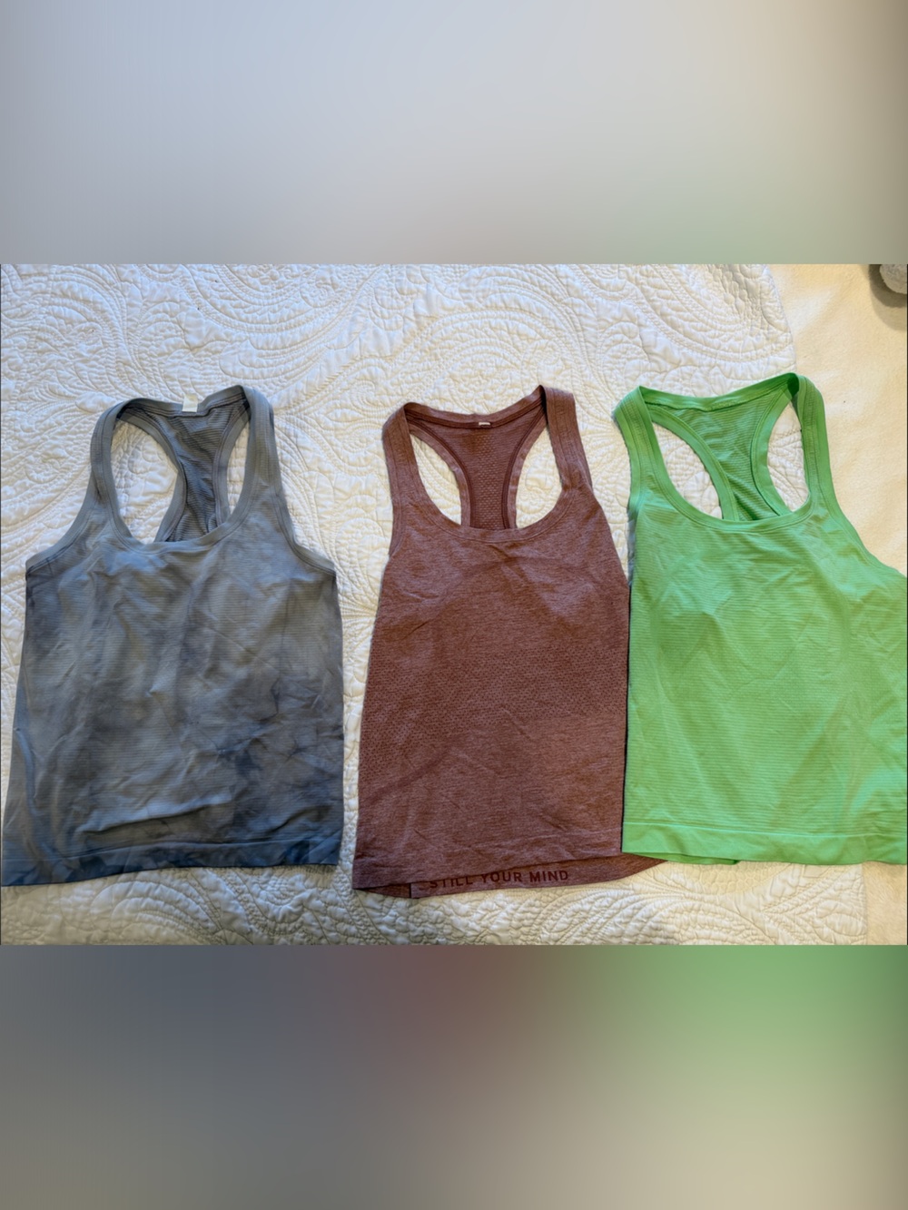 lululemon athletica Ribbed Racerback Tank Trio - Gray, Brown, Green